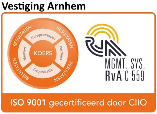 Vestiging Arnhem ISO9001 gecertificeerd Adamas is ISO9001 gecertificeerd